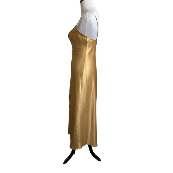 Vtg Victoria's Secret Gold Label Satin Maxi Slip Dress Nightgown Sz Small Gold - Picture 5 of 11